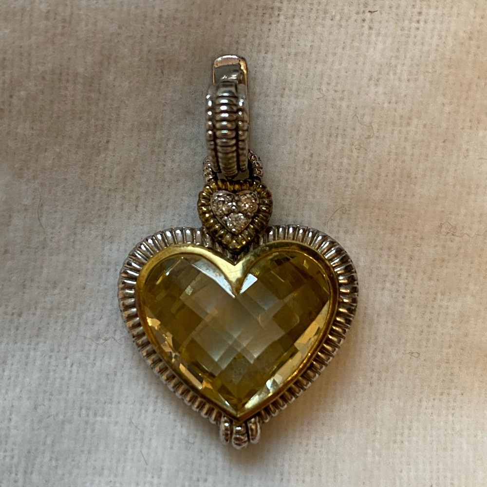 Judith Ripka Citrine heart with diamonds